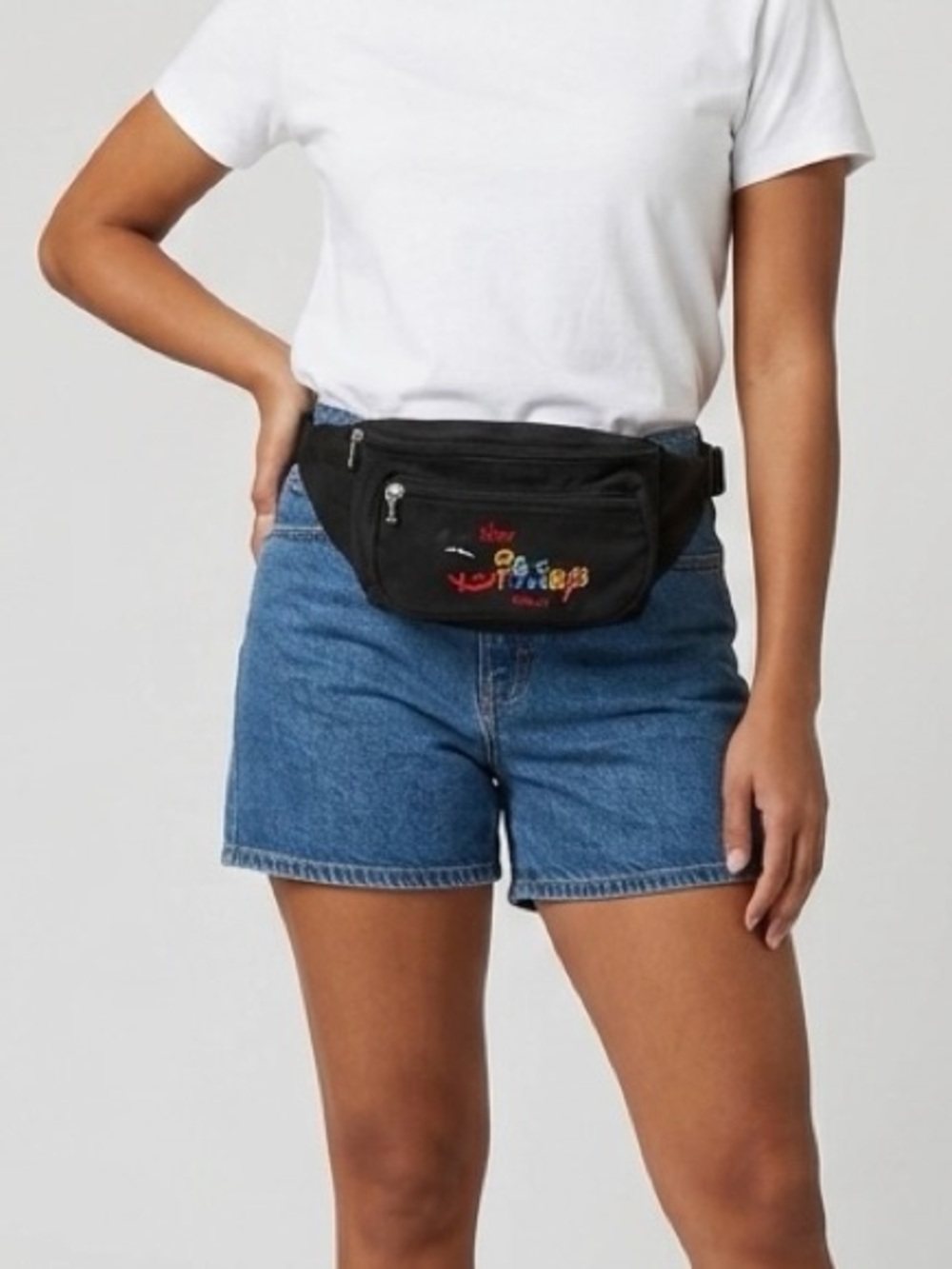 Vintage 90s Walt Disney World Embroidered Fanny Pack | Black Retro Waist Bag